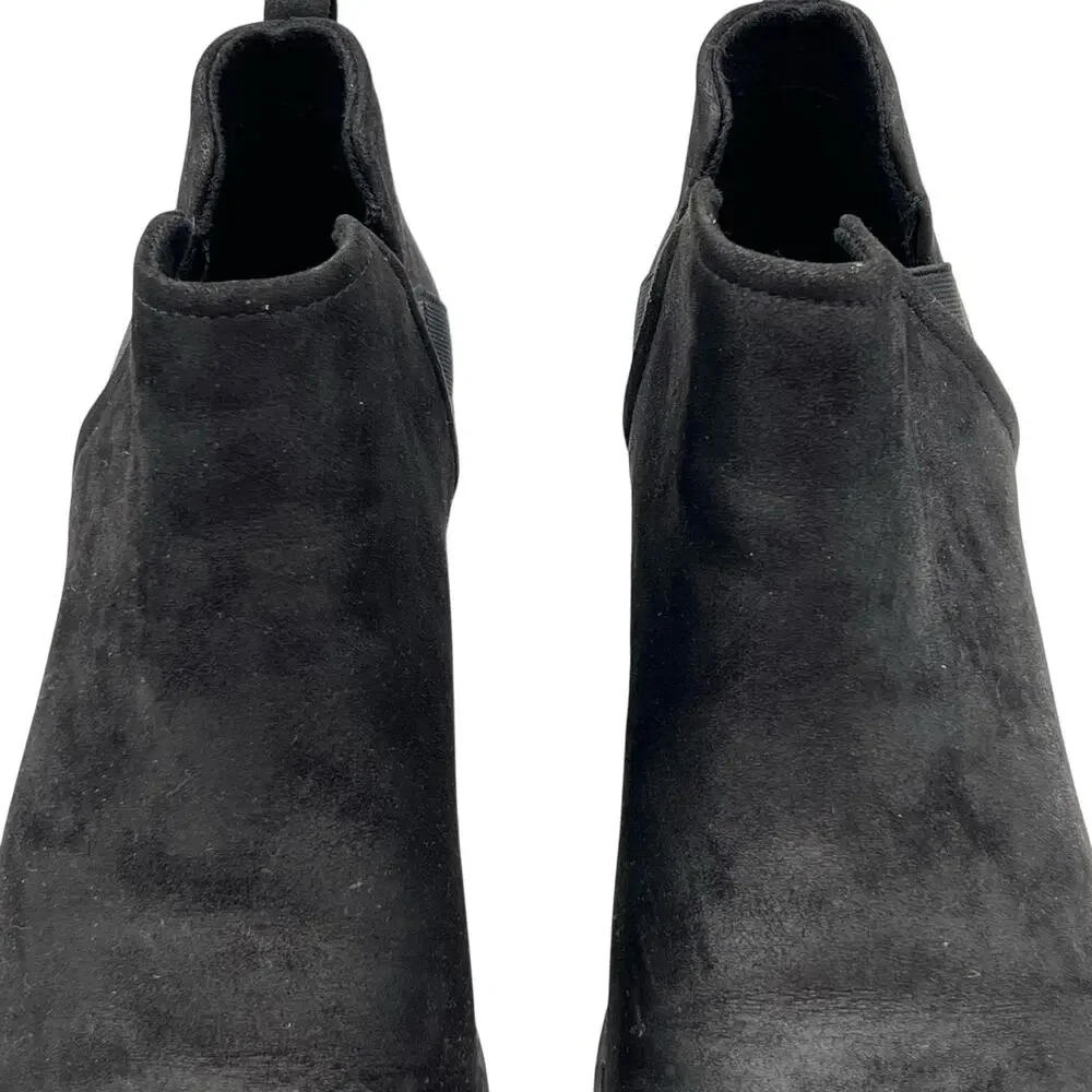 Crown Vintage Chelsea Size 11‎ Chunky Heel Ankle Boots Booties Black Slip On